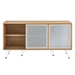 Pemberly Row Oak Wood Grain Laminate Sideboard with Mesh Doors