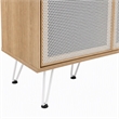 Pemberly Row Oak Wood Grain Laminate Sideboard with Mesh Doors