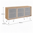 Pemberly Row Oak Wood Grain Laminate Sideboard with Mesh Doors
