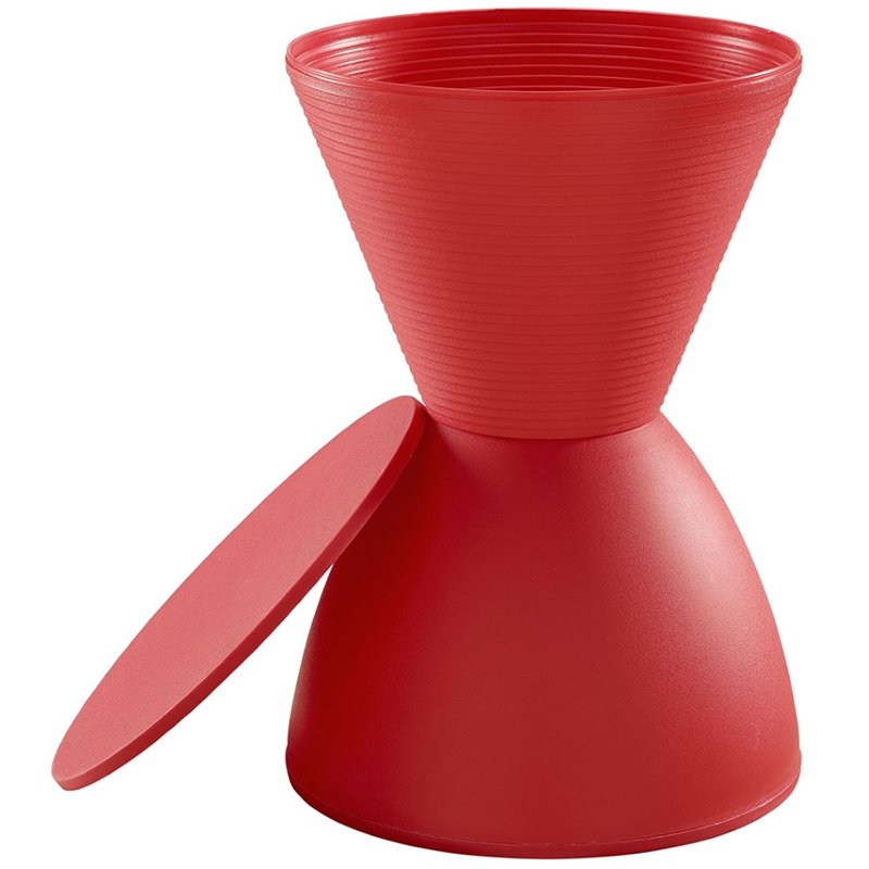Pemberly Row 17 in Plastic Storage Stool with Red Finish