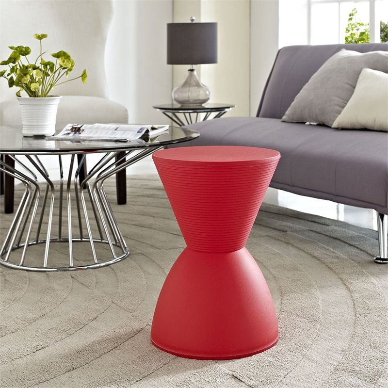Pemberly Row 17 in Plastic Storage Stool with Red Finish