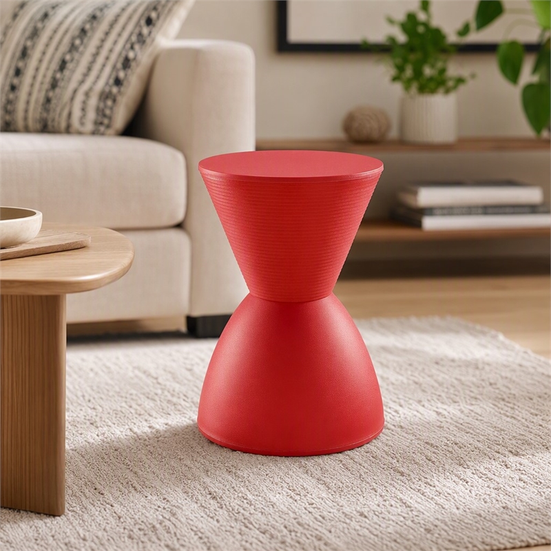 Pemberly Row 17 in Plastic Storage Stool with Red Finish
