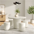 Pemberly Row 5-Piece Concrete Dining Table Set in White for Indoor/Outdoor