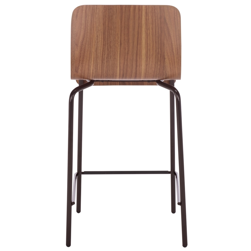 Pemberly Row Metal and Wood Counter Stool in Brown and Black