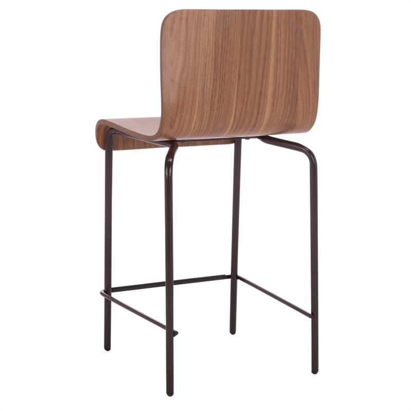 Pemberly Row Metal and Wood Counter Stool in Brown and Black