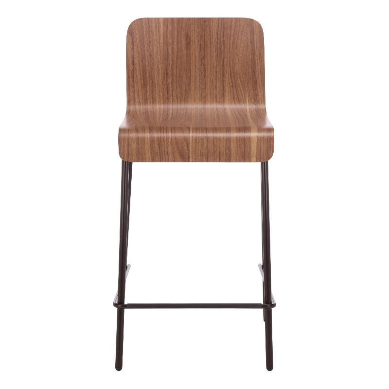 Pemberly Row Metal and Wood Counter Stool in Brown and Black