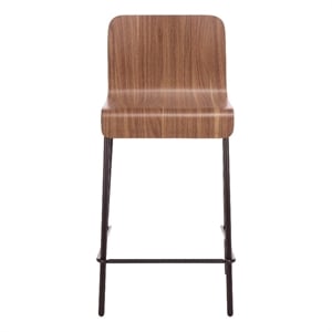 Pemberly Row Metal and Wood Counter Stool in Brown and Black