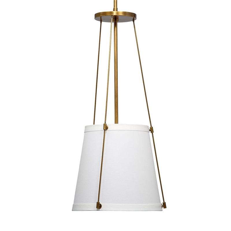 Pemberly Row 1-Light Metal and Linen Pendant in Brass/Off White