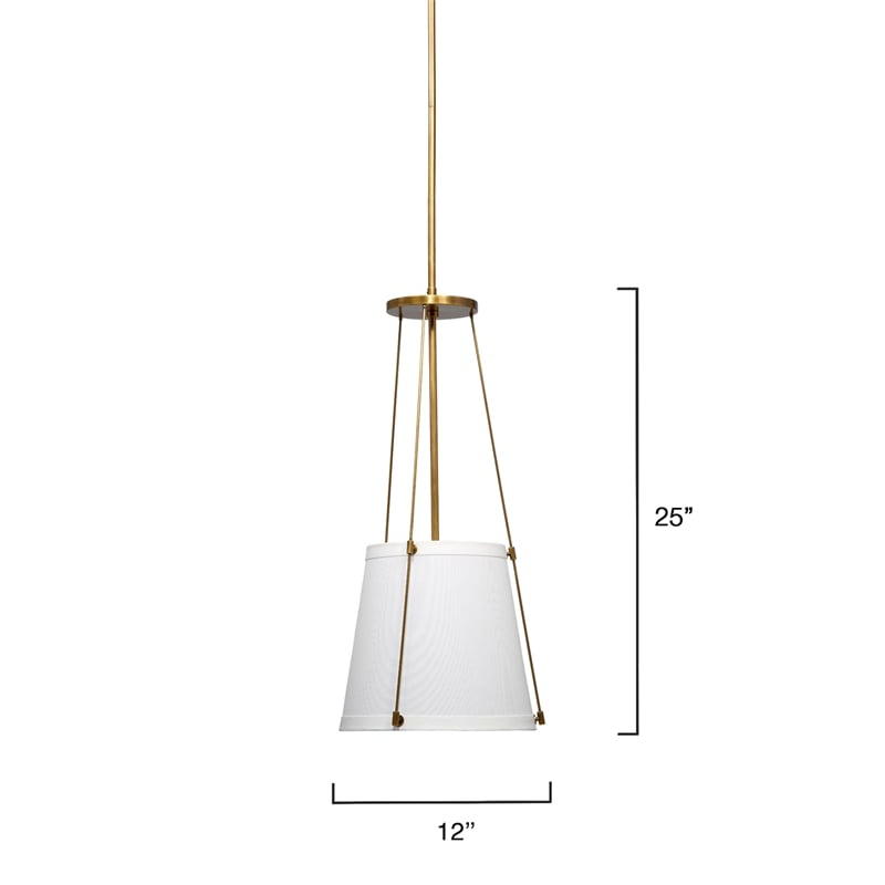 Pemberly Row 1-Light Metal and Linen Pendant in Brass/Off White