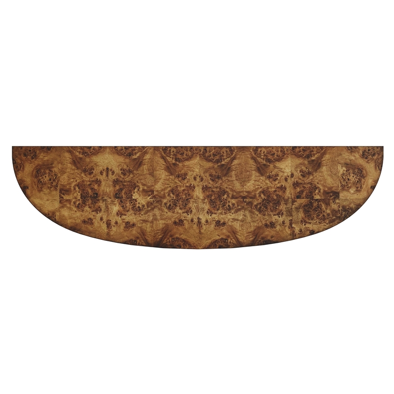 Pemberly Row Burl Wood Demilune Console Table in Medium Brown
