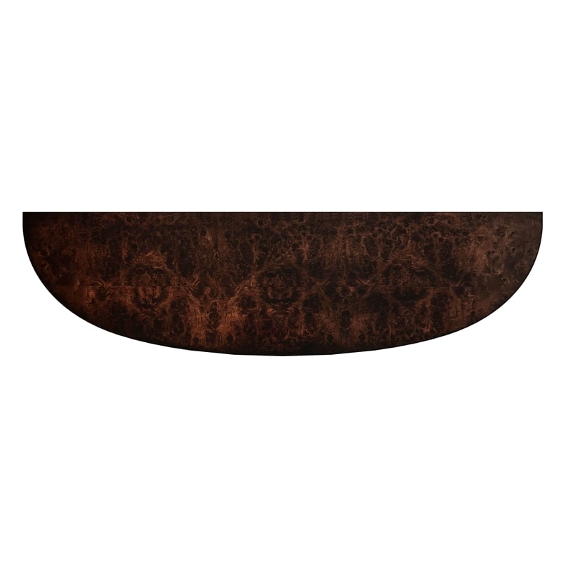 Pemberly Row Burl Wood Demilune Console Table in Dark Brown