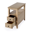 Pemberly Row Marcus Wood Side Table with Storage in Antique Beige Finish