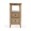 Pemberly Row Marcus Wood Side Table with Storage in Antique Beige Finish