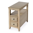 Pemberly Row Marcus Wood Side Table with Storage in Antique Beige Finish