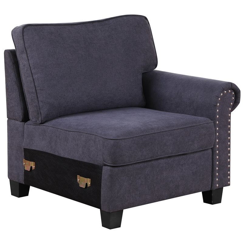 Pemberly Row Woven Fabric U-Shaped Sectional Sofa in Dark Gray