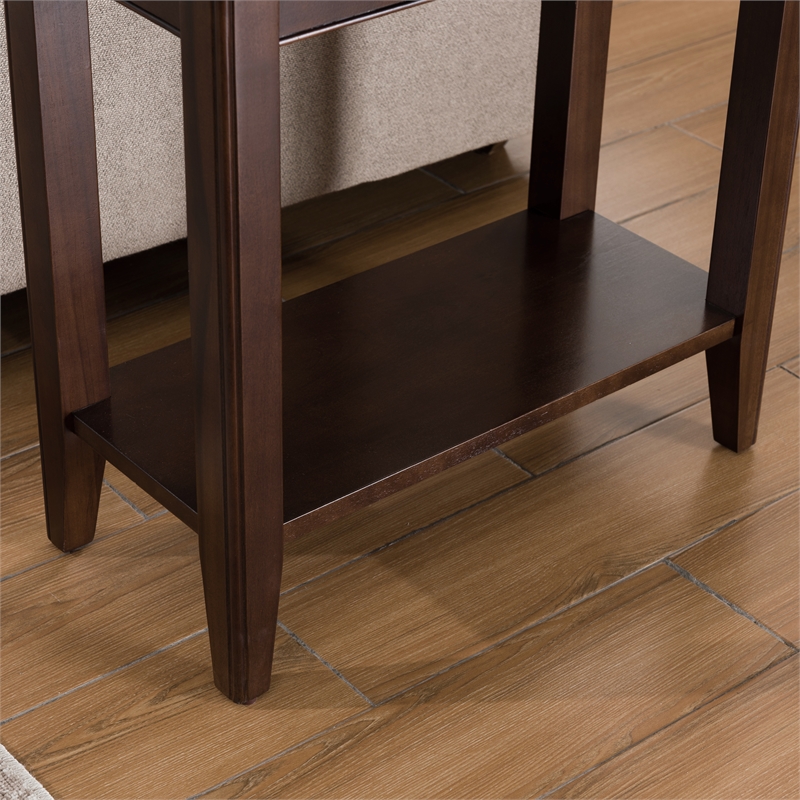 Pemberly Row Solid Wood Rectangular End Table in Chocolate Cherry