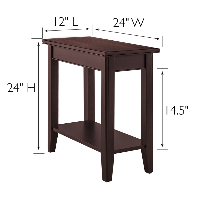 Pemberly Row Solid Wood Rectangular End Table in Chocolate Cherry