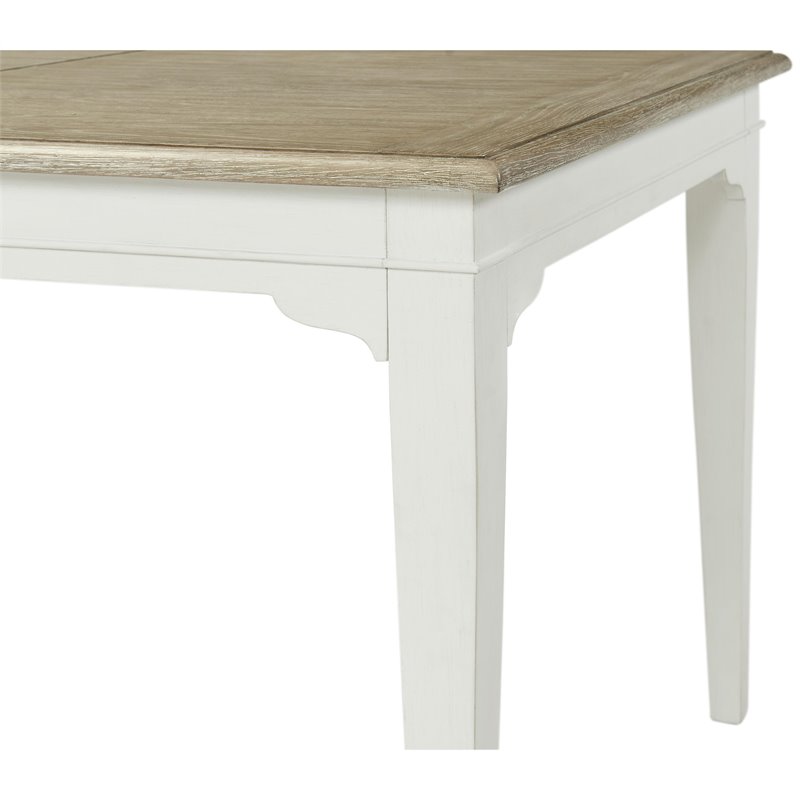 Pemberly Row Extendable Wood Dining Table in Natural and Paperwhite