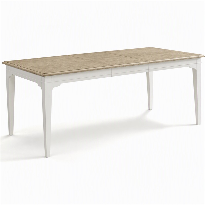 Pemberly Row Extendable Wood Dining Table in Natural and Paperwhite
