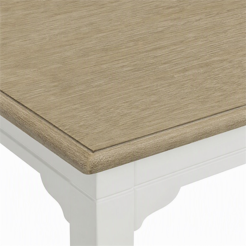 Pemberly Row Extendable Wood Dining Table in Natural and Paperwhite