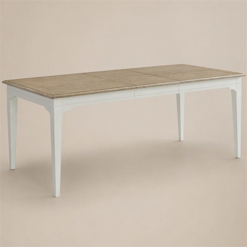 Pemberly Row Extendable Wood Dining Table in Natural and Paperwhite