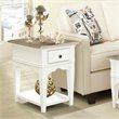 Pemberly Row Wood 1-Drawer End Table in Natural and Paperwhite