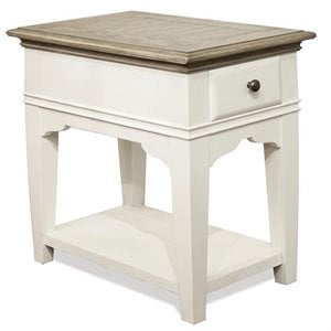 Pemberly Row Wood 1-Drawer End Table in Natural and Paperwhite