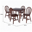 Pemberly Row 5-Piece Solid Wood Dining Table Set with Windsor Chairs in Walnut