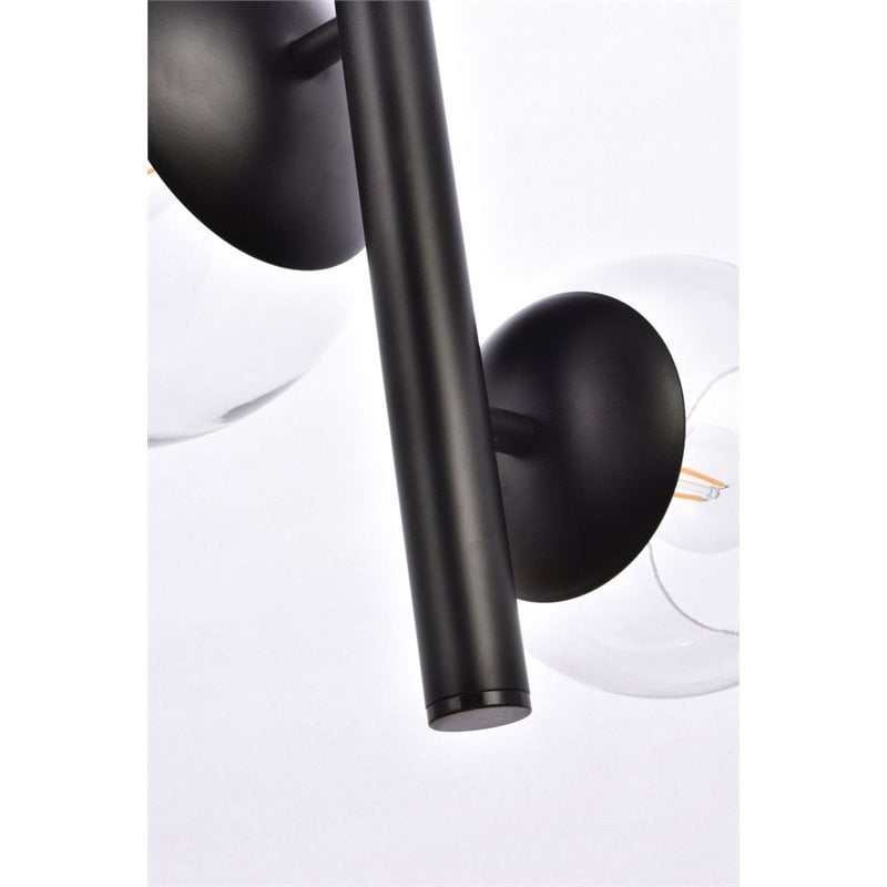 Pemberly Row 4-Light Black Pendant Lamp with Clear Glass Shades