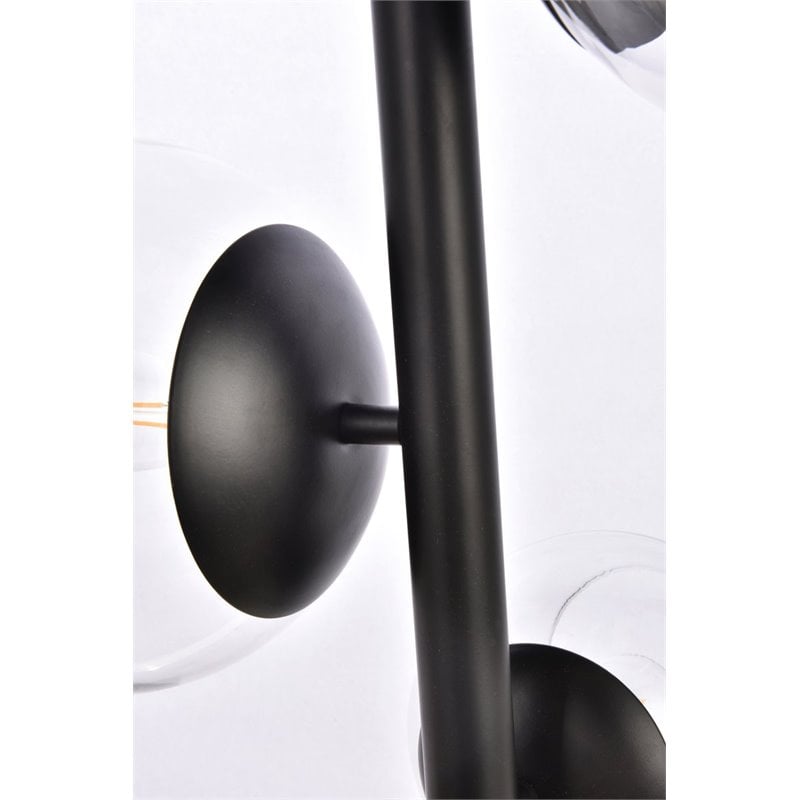 Pemberly Row 4-Light Black Pendant Lamp with Clear Glass Shades
