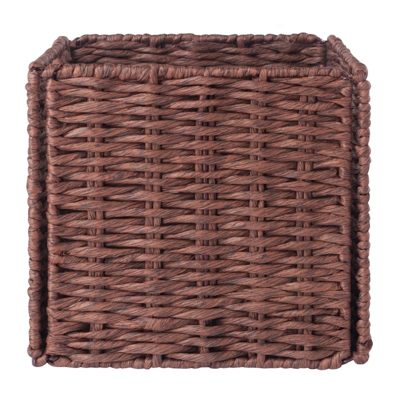 Pemberly Row 3-Piece Foldable Rope Rattan Basket Set in Walnut Finish