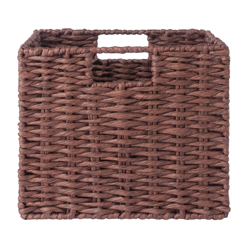 Pemberly Row 3-Piece Foldable Rope Rattan Basket Set in Walnut Finish