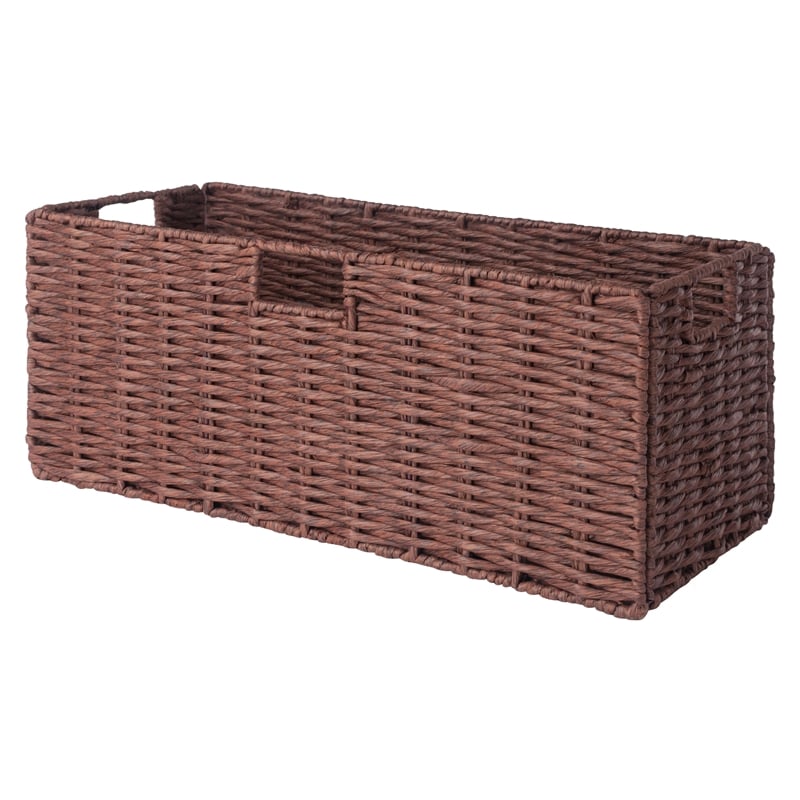 Pemberly Row 3-Piece Foldable Rope Rattan Basket Set in Walnut Finish