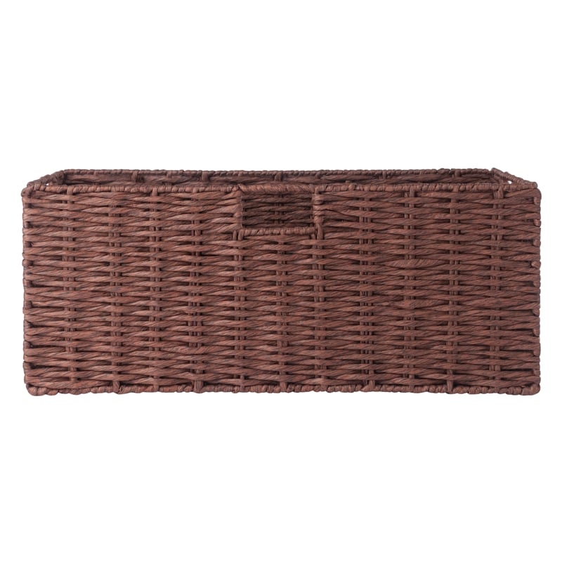 Pemberly Row 3-Piece Foldable Rope Rattan Basket Set in Walnut Finish