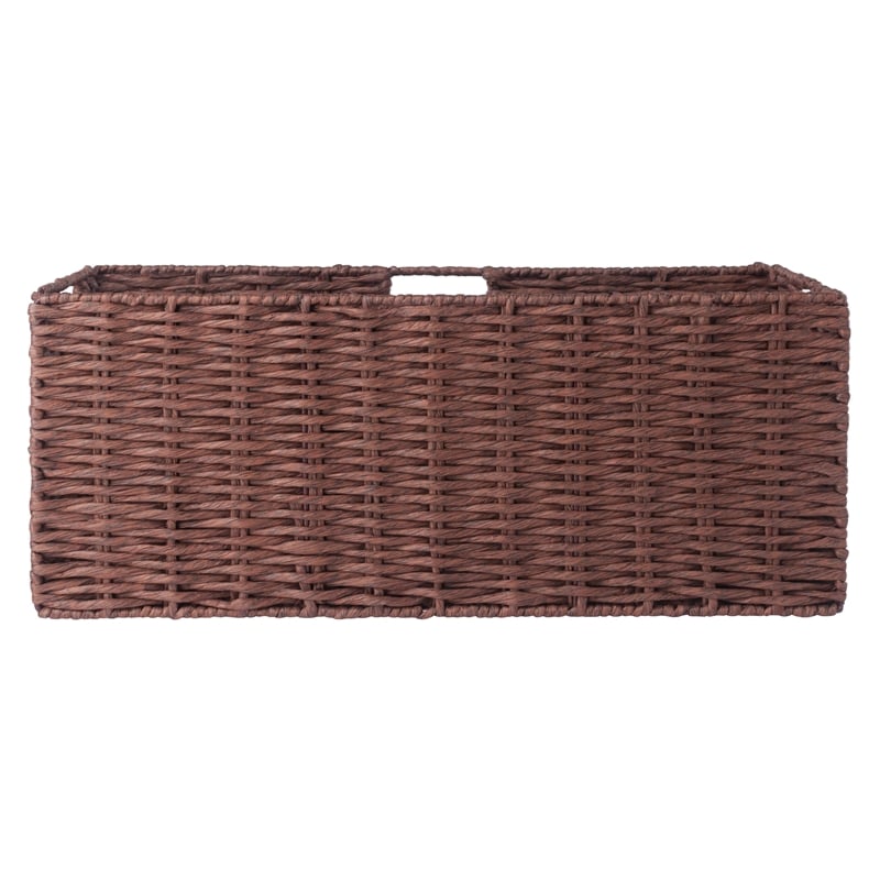 Pemberly Row 3-Piece Foldable Rope Rattan Basket Set in Walnut Finish