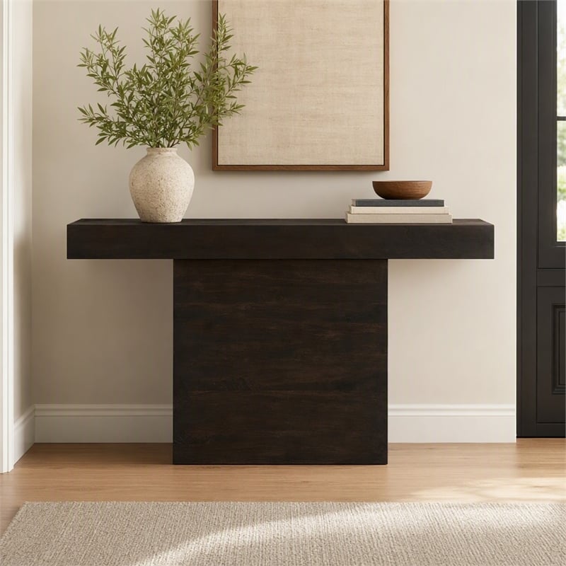 Pemberly Row Console Table in Solid Mango Wood with Barista Brown Finish