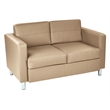 Pemberly Row Pacific Loveseat in Dillon Buff Cream Faux Leather