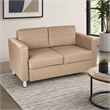 Pemberly Row Pacific Loveseat in Dillon Buff Cream Faux Leather