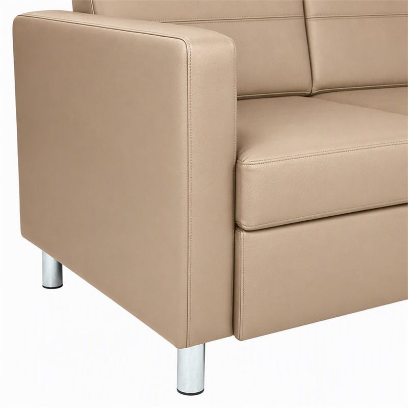 Pemberly Row Pacific Loveseat in Dillon Buff Cream Faux Leather
