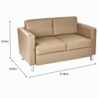 Pemberly Row Pacific Loveseat in Dillon Buff Cream Faux Leather
