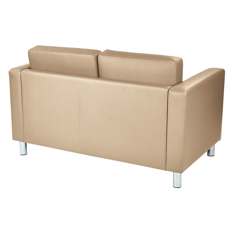 Pemberly Row Pacific Loveseat in Dillon Buff Cream Faux Leather