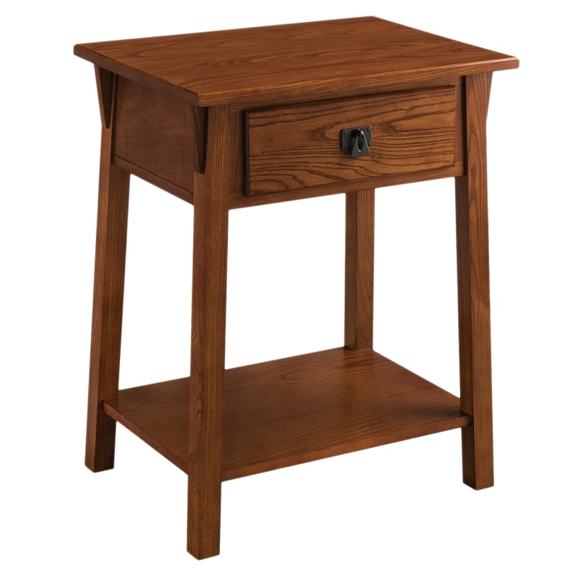 Pemberly Row Solid Wood Nightstand with 1 Drawer in Russet Brown