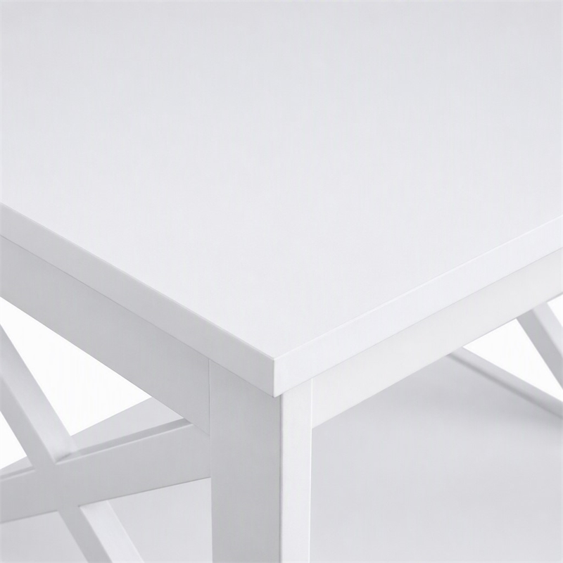 Pemberly Row Oxford End Table with Cabinet and Bottom Shelf in White Wood