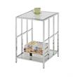 Pemberly Row Mission Glass End Table with Chrome Frame and 2 Tiers