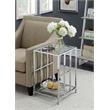 Pemberly Row Mission Glass End Table with Chrome Frame and 2 Tiers