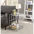 Pemberly Row Mission Glass End Table with Chrome Frame and 2 Tiers