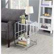 Pemberly Row Mission Glass End Table with Chrome Frame and 2 Tiers