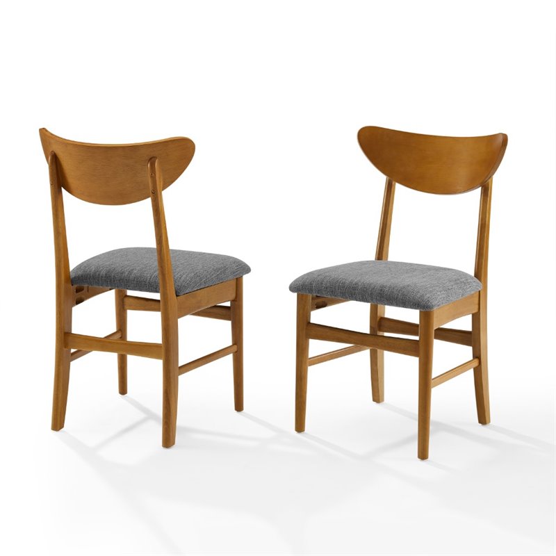 Pemberly Row Wood Dining Chairs with Upholstered Seats in Acorn (Set of 2)