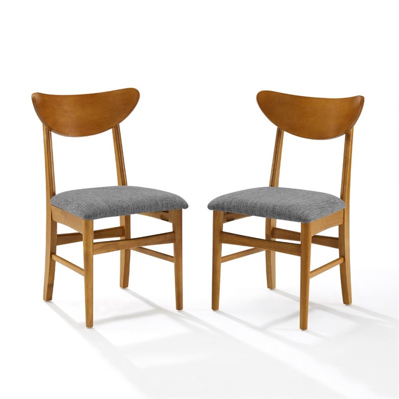 Pemberly Row Wood Dining Chairs with Upholstered Seats in Acorn (Set of 2)