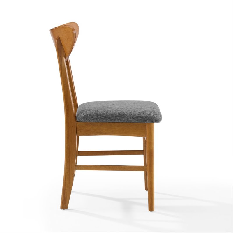 Pemberly Row Wood Dining Chairs with Upholstered Seats in Acorn (Set of 2)